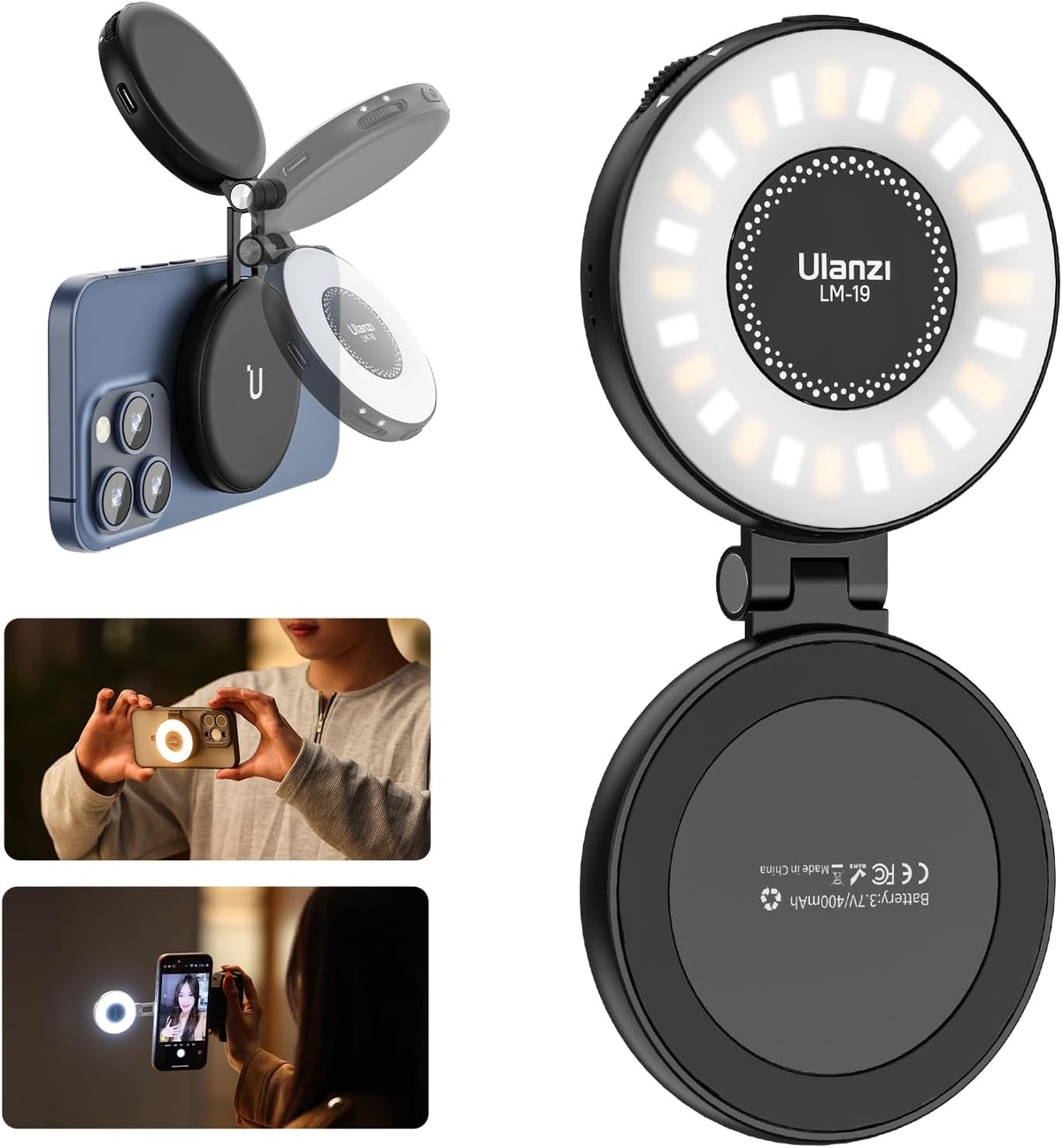 Lámpara para selfie de Anillo magnética Ulanzi LM19