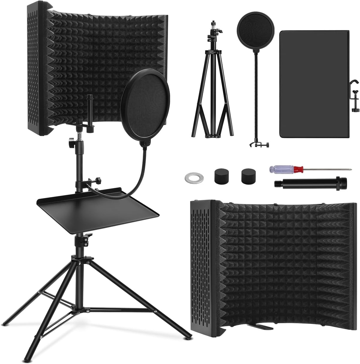 Kit Escudo Acústico de Aislamiento con Pedestal y Filtro Antipop Zerdie