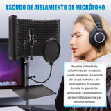 Kit Escudo Acústico de Aislamiento con Pedestal y Filtro Antipop Zerdie 3