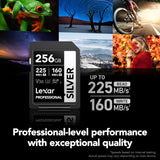 Tarjeta Lexar Profesional 256GB Silver 225 MB/s 3