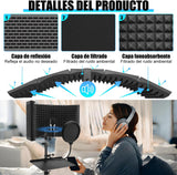 Kit Escudo Acústico de Aislamiento con Pedestal y Filtro Antipop Zerdie 2