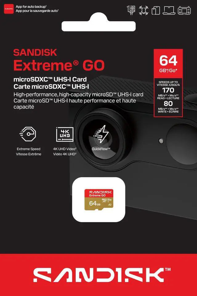 Tarjeta SanDisk Extreme GO MicroSDXC 64GB 170MB/s