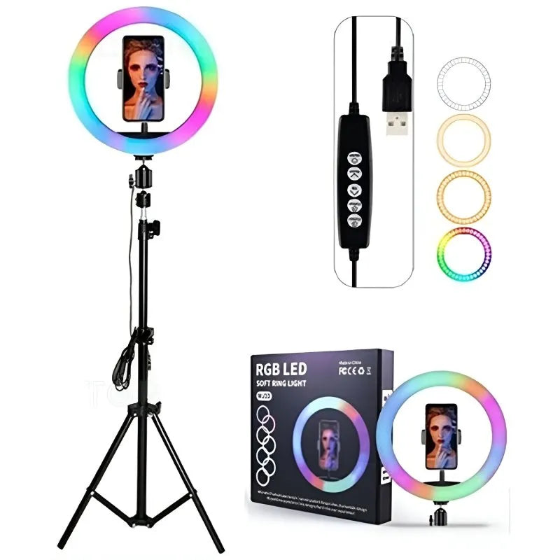 Lámpara de Anillo de 12" RGB MJ30 con Pedestal