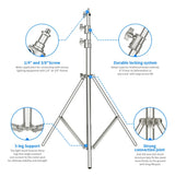 Pedestal para lámpara Neewer 3 mts plateado Heavy Duty 3