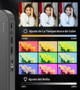 Kit VideoRig con lámpara 448 RGB Led Magnético con Minitripié 8