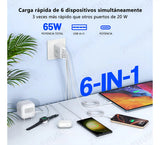 Adaptador Cargador 65W Super Fast (USB-C 3, USB-A Port 3) 5