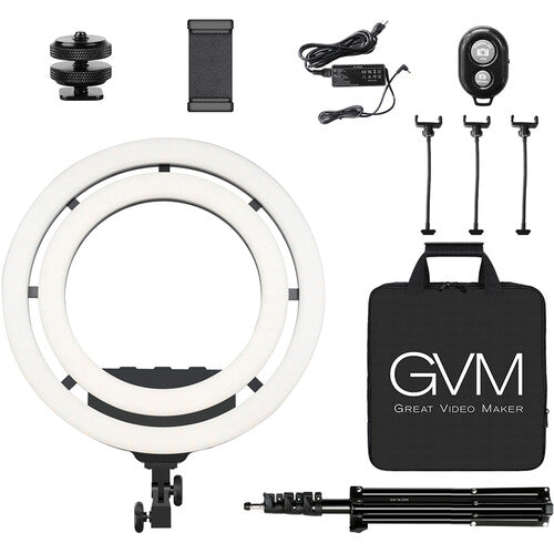 Lámpara de Anillo Doble RGB GVM Ring-18