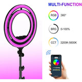 Lámpara de Anillo Doble RGB GVM Ring-18 3