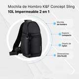 Mochila de Hombro K&F Concept Sling 10L 2 en 1 Impermeable 6