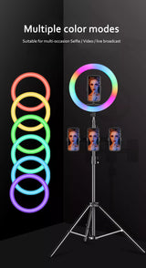 Lámpara de Anillo de 10" RGB MJ26 con tripiél 4