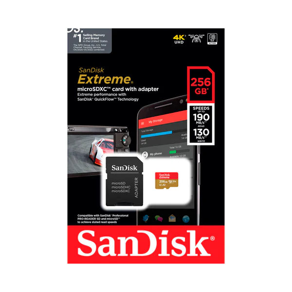Tarjeta SanDisk Extreme microSDXC de 256GB 190MB/s