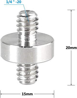 Adaptador de tornillo CAMVATE de doble extremo macho de 1/4"-20 macho a rosca macho de 1/4"-20 1