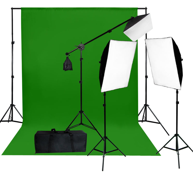 Kit Faithwinning VL-2057 PLUS: 2 Cajas Suavizadoras, 1 Lámpara Pelo, 3 Pedestales, Portafondos, Tela Chroma y Estuche