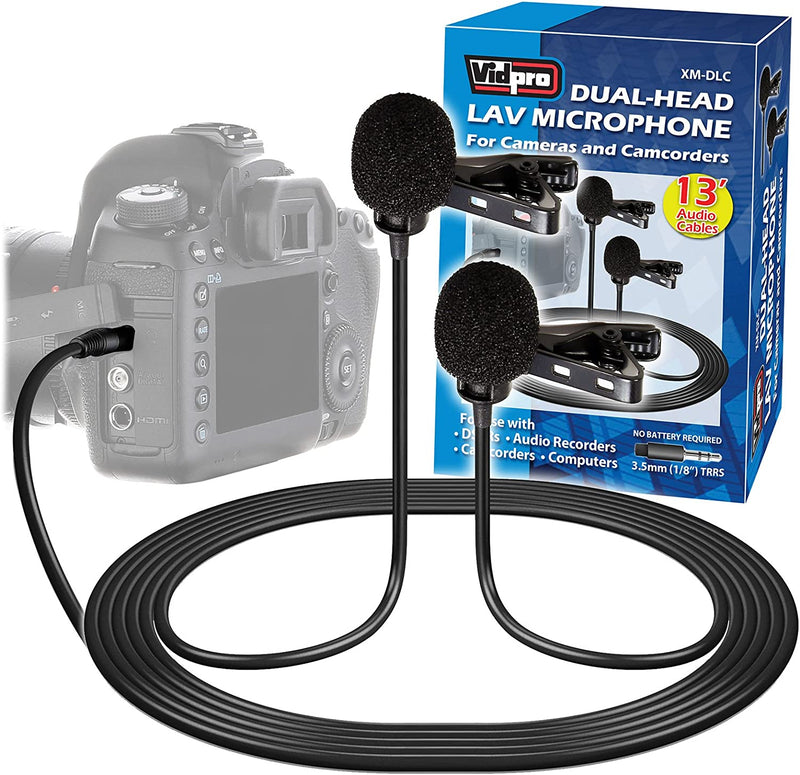 Micrófono Lavalier Dual VidPro XM-DLC para Cámara