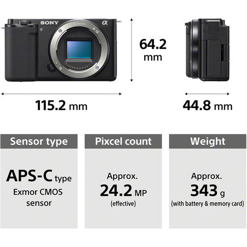 Kit Cámara Sin Espejo y Accesorios Sony Modelo ZV-E10L con Lente Zoom f /  5.6