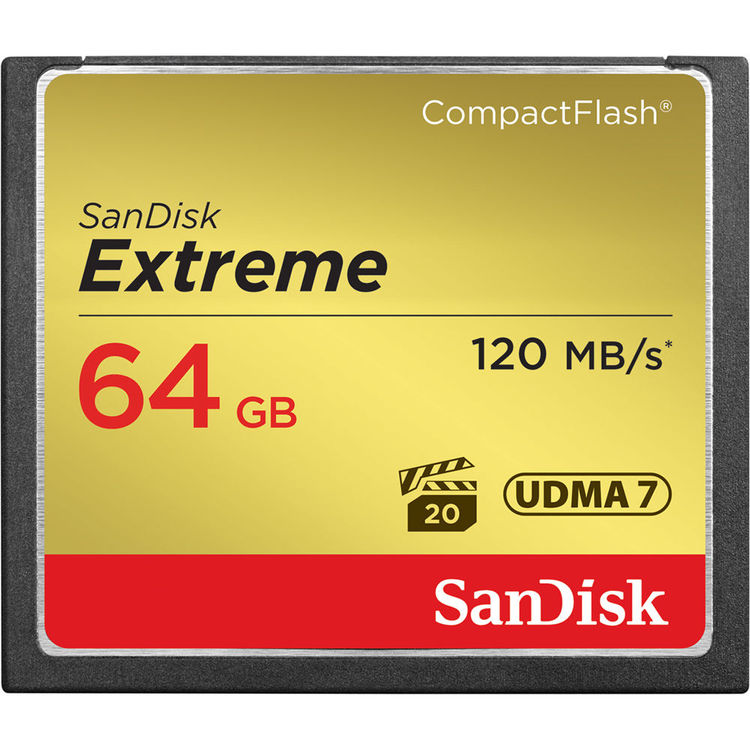 Tarjeta SanDisk Extreme CompactFlash de 64GB UDMA 7 120MB/s 800x