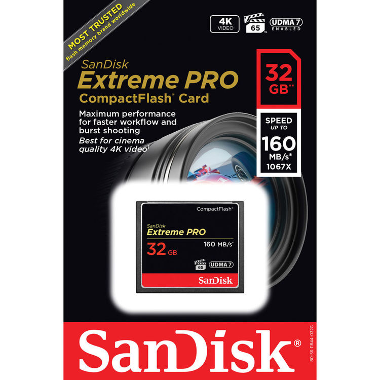 Tarjeta SanDisk Extreme PRO CompactFlash de 32GB UDMA 7 160MB/s 1067x